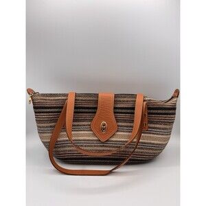 Eric Javits Purse Woven Straw Multicolor Gold Medium Shoulder Hand Bag $480